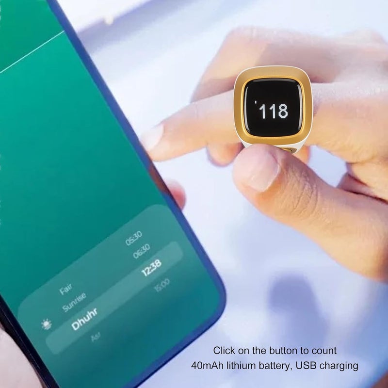 flexman 18mm Smart Bluetooth Counter Rings, Aluminium Alloy Electronic Counter, 0.49in Digital Display Intelligent Counting Finger Rings with Vibration Reminder (White) - Image 2